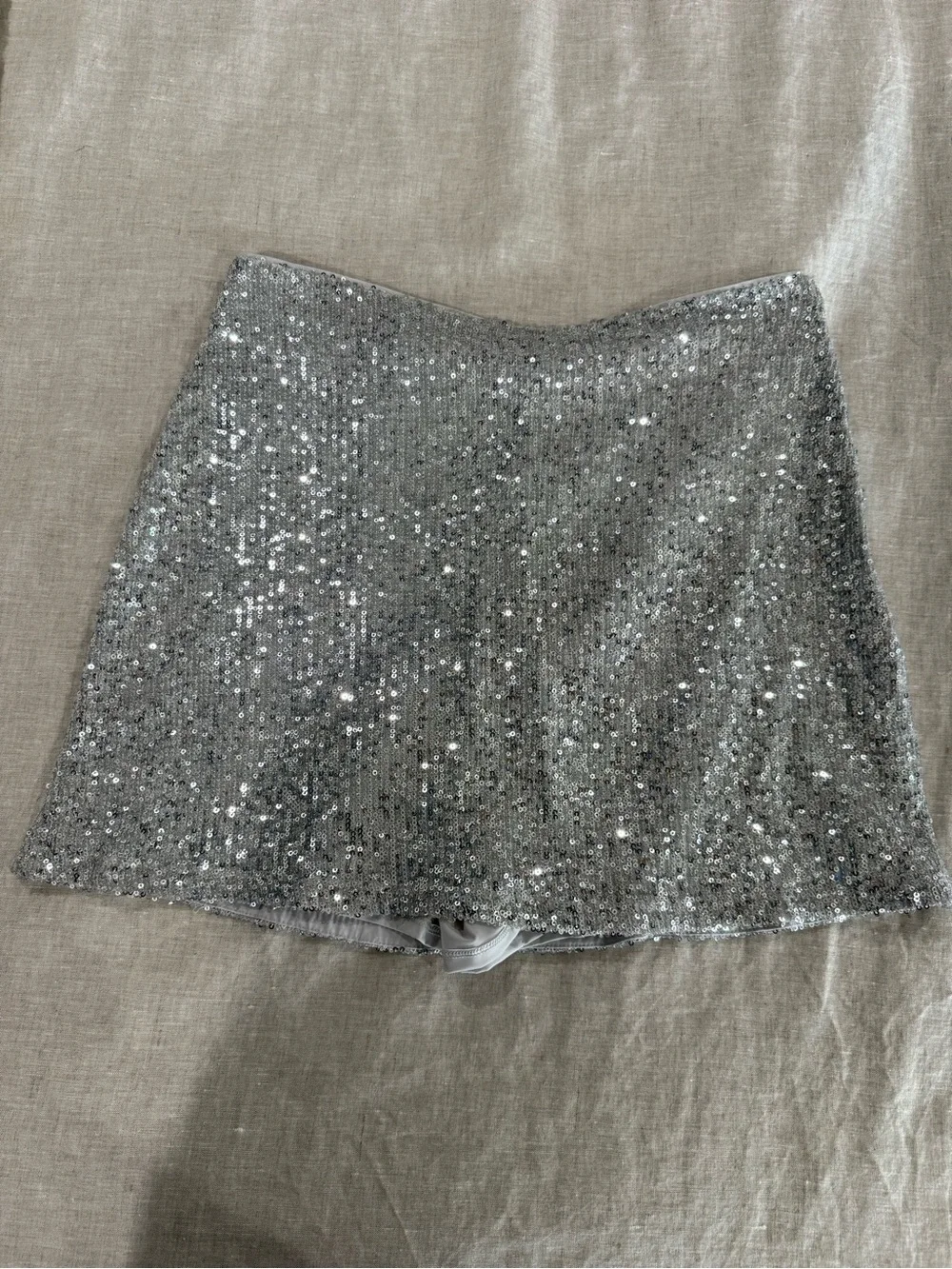 Abercrombie & Fitch Scarlett Silver Sequin Mini Skort